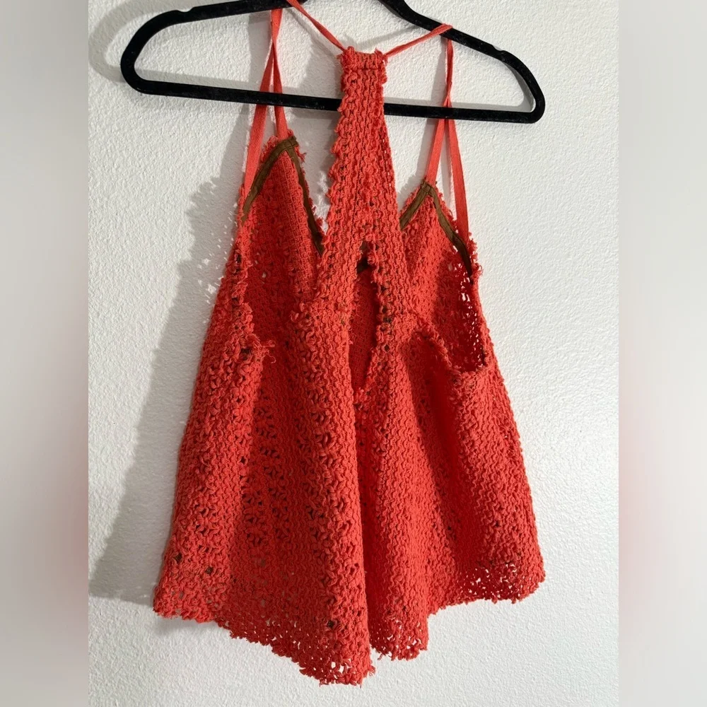 Free People Vibrant Orange Crochet Tank Top - Picture 5 of 6